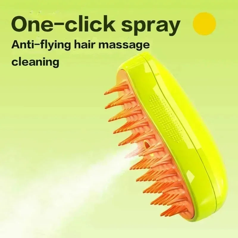 3-in-1 Pet Grooming Tool: Electric Steam Brush, Sprayer, & Massager for Cats & Dogs - HypeCart