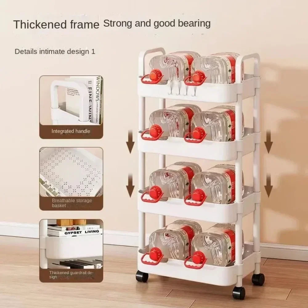 Compact Multi-Layer Storage Trolley Rack – Portable Storage Organizer for Kitchen, Bedroom, Bathroom & Baby Essentials - HypeCart