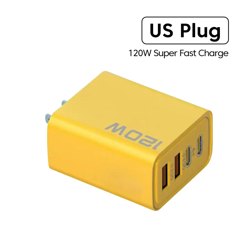 Total 120W Fast Charger Type C Quick Charge 3.0 USB Charger Adapter For iPhone Samsung Xiaomi PD USB Charger Fast Charging Plug - HypeCart